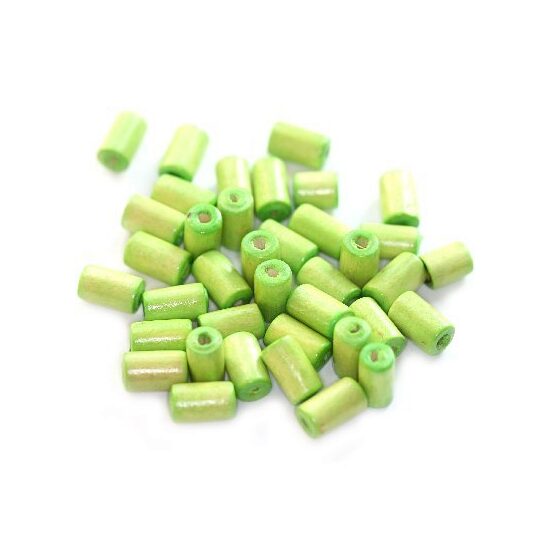 6485 - Margele lemn tubulare, 10gr, 10x6mm - verde deschis POL.