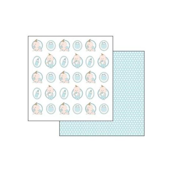 SBB459- Hartie scrapbooking 31.2X30.3CM - Blue Baby & polka dots - Stamperia