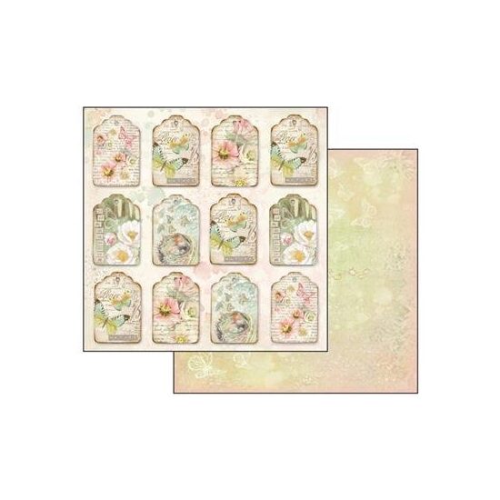 SBB438 - Hartie scrapbooking 31.2X30.3CM - Tag chiudipacco Primavera - Stamperia