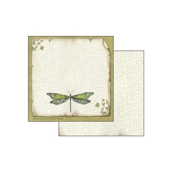 SBB449 - Hartie scrapbooking 31.2X30.3CM - Libellule et craquele - Stamperia