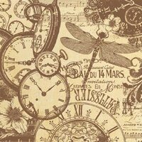 DFT301 - Servetel de orez, 50x50cm, Clocks and Dragonfly - Stamperia