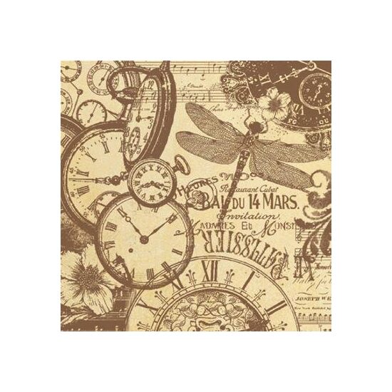 DFT301 - Servetel de orez, 50x50cm, Clocks and Dragonfly - Stamperia