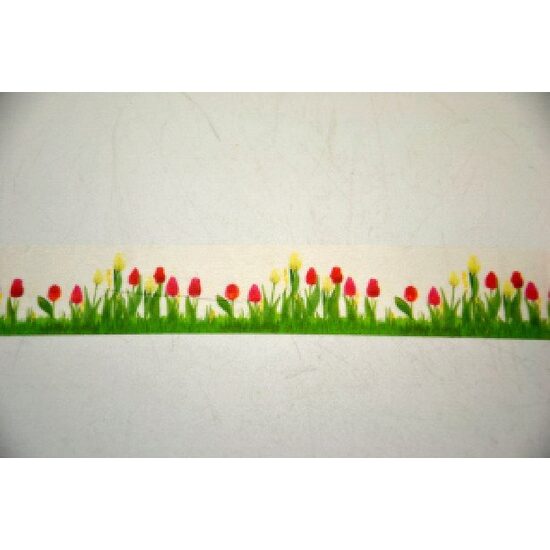 372896 - Deco tape - washi tape - scotch alb hartie imprimat cu lalele - 30mm x 10m ANT-CH