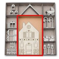 KLSBX19 - Set 6 figurine lemn - forma casa - 9x14.5 cm - Stamperia