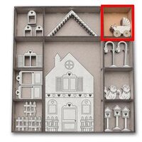 KLSBX22 - Set 6 figurine lemn - carucior bebe - 3.9x4 cm - Stamperia