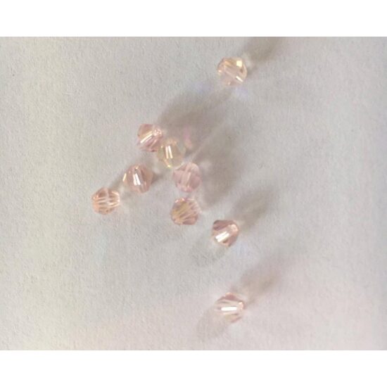 365664 - Set 10 margele sticla, biconice, 4mm - roz - ANT-CH