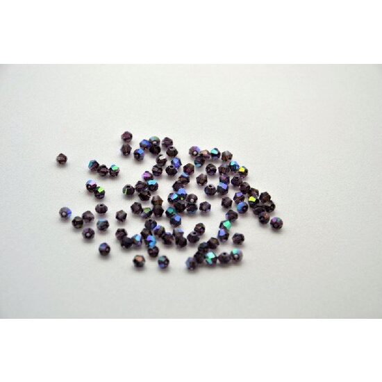 365599 - Set 10 margele sticla, biconice, 4mm - mov - ANT-CH