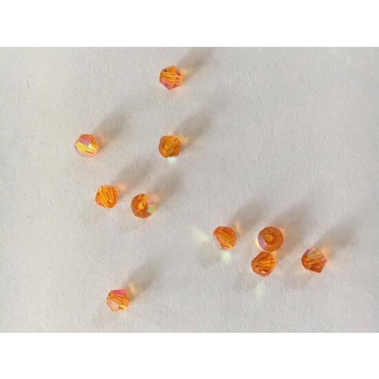 365670 - Set 10 margele sticla, biconice, 4mm - orange - ANT-CH