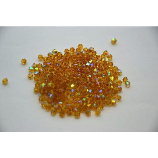 365662 - Set 10 margele sticla, biconice, 4mm - ocru - ANT-CH