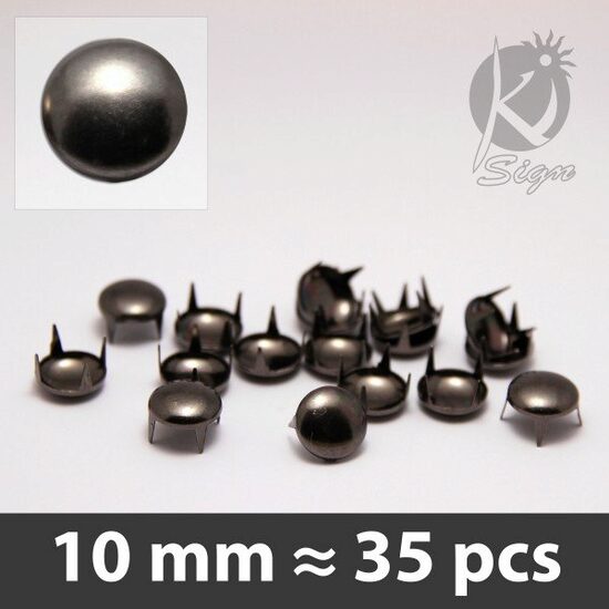 KS-GR10BN - Accesorii metalice, tinte negre, rotunde - nickel free - 30buc - KI-SIGN