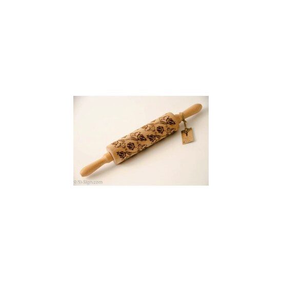 R-08 - Rola din lemn, gravata cu laser - motiv floral - KI-SIGN
