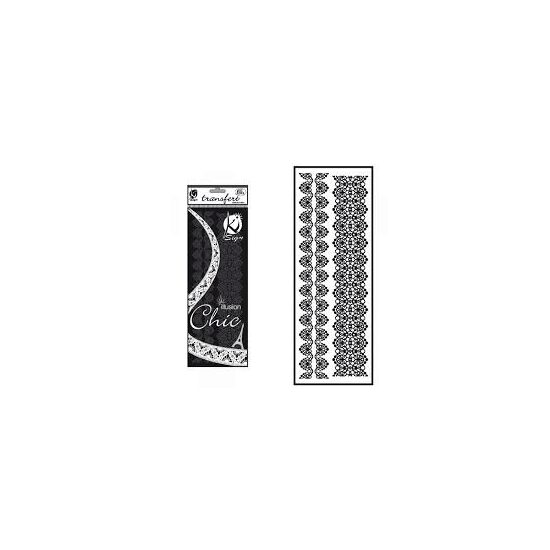 KSFD-14 - Abtibild transferabil pt. textile - dantelarie neagra - 10x30cm - KI-SIGN