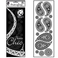 KSFD-16 - Abtibild transferabil pt. textile - elemente decorative negre - 10x30cm - KI-SIGN