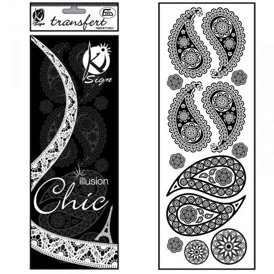KSFD-16 - Abtibild transferabil pt. textile - elemente decorative negre - 10x30cm - KI-SIGN