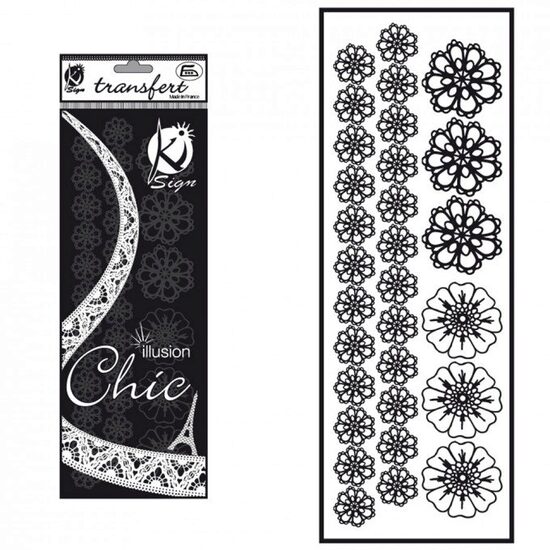 KSFD-12 - Abtibild transferabil pt. textile - floricele negre - 10x30cm - KI-SIGN