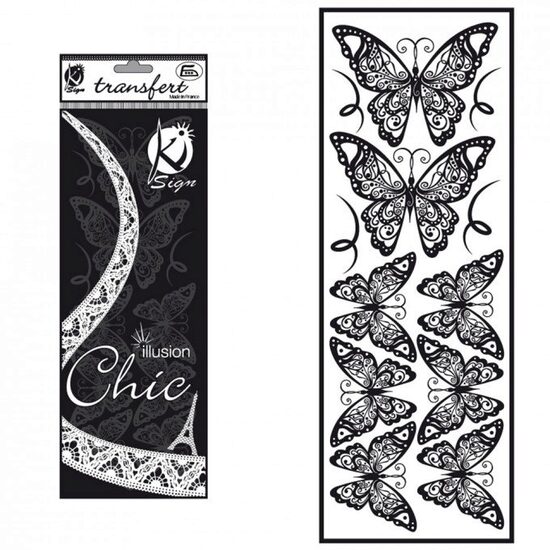 KSFD-09 - Abtibild transferabil pt. textile - fluturi negrii - 10x30cm - KI-SIGN