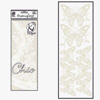 KSFD-09B - Abtibild transferabil pt. textile - fluturi albi - 10x30cm - KI-SIGN