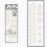 KSFD-12B - Abtibild transferabil pt. textile - flori albe - 10x30cm - KI-SIGN