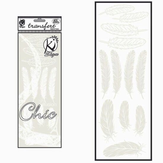 KSFD-28B - Abtibild transferabil pt. textile - pene albe - 10x30cm - KI-SIGN