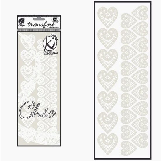 KSFD-15B - Abtibild transferabil pt. textile - inimioare albe - 10x30cm - KI-SIGN