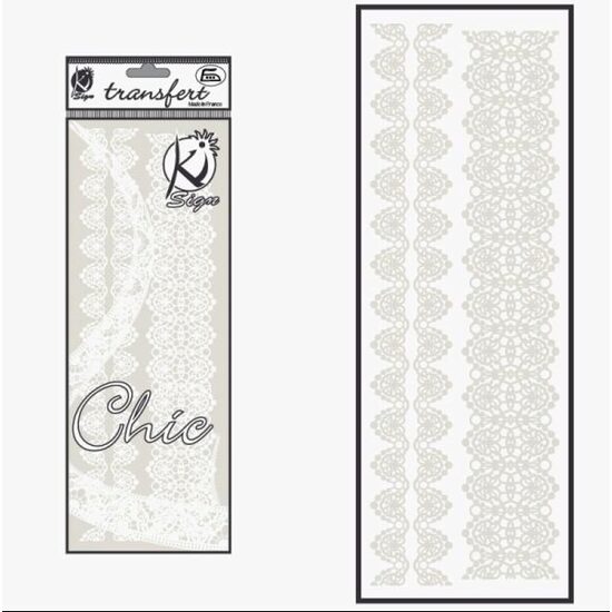 KSFD-14B - Abtibild transferabil pt. textile - dantelarie alba - 10x30cm - KI-SIGN