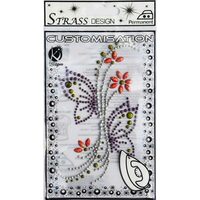MSM-16 - Ornament floral transferabil pentru textile - din strasuri colorate - 9.5x14.5cm - KI-SIGN
