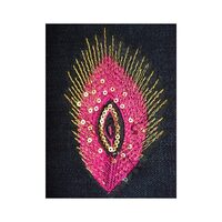 MD31 - Ornament transferabil pe textile, pana de paun roz - 10x18.5cm - KI-SIGN