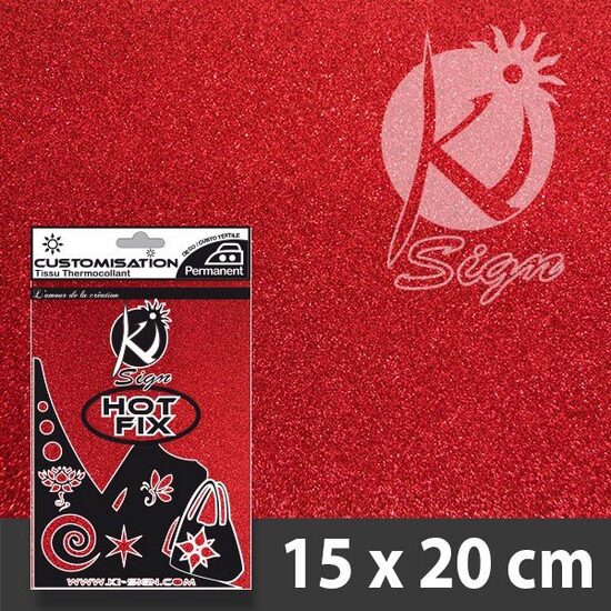 TISSU-RED - Coala cu glitter rosu, transferabila pt. textile, 15x20cm - KI-SIGN