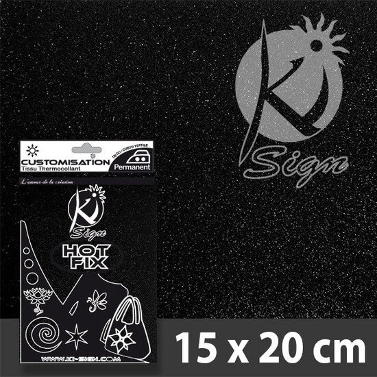 TISSU-BLACK - Coala cu glitter negru, transferabila pt. textile, 15x20cm - KI-SIGN