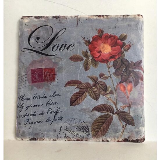 288010 - Placuta ceramica 16X16cm - decorata cu flori - ANT-CH