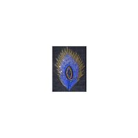 MD29 - Ornament transferabil pe textile, pana de paun albastra - 10x18.5cm - KI-SIGN