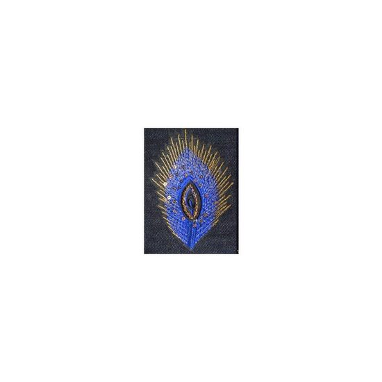 MD29 - Ornament transferabil pe textile, pana de paun albastra - 10x18.5cm - KI-SIGN