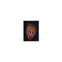 MD32 - Ornament transferabil pe textile, pana de paun rosie - 10x18.5cm - KI-SIGN