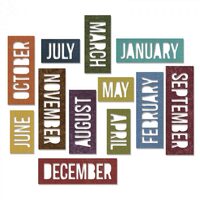 1 - 661178 Set 12 cuttere Thinlits - Calendar Words Block - Sizzix