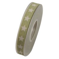 Panglica decorativa 15 mm x 10 m - verde pastel cu stelute - DIEND