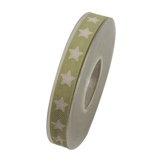 Panglica decorativa 15 mm x 10 m - verde pastel cu stelute - DIEND