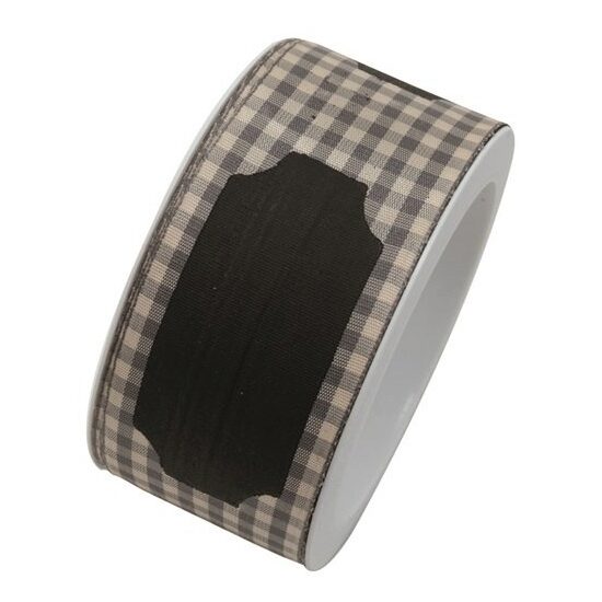 Panglica decorativa 40 mm x 10 m - carouri + tag - DIEND