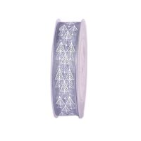 Panglica decorativa 25 mm x 20 m - gri cu brazi albi - DIEND