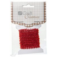 CESZ-006 - Snur deco rosu cu margelute , 4.5 m - DP CRAFT