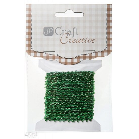CESZ-007 - Snur deco verde cu margelute , 4.5 m - DP CRAFT