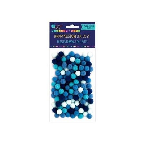 KSPO-030 - Set 120 accesorii pom-pom albastre, 1 cm - DP CRAFT