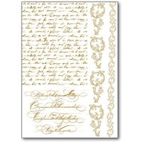 DFTD15 - Rub-on - Abtibild - stiker decorativ auriu - manuscript - 15x22cm - Stamperia