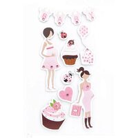 DPNB-028 - 3D Stikere cu glitter mom to be at party, 9 buc