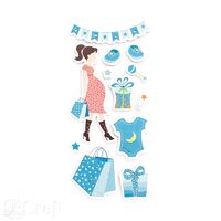 DPNB-029 - 3D Stikere cu glitter mom to be shopping, 12 buc