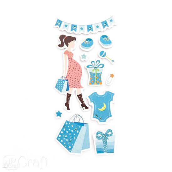 DPNB-029 - 3D Stikere cu glitter mom to be shopping, 12 buc