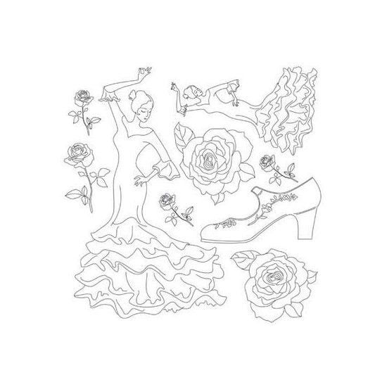 DFTM10 - Servetel de orez, 50x50cm, 14gr - Siluete - Stamperia