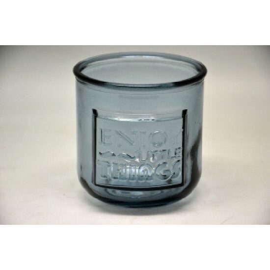 223461 - Suport din sticla pentru lumanare - albastru inchis - 9 x 8.5 cm - ANT-CH