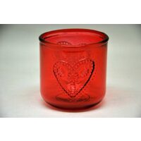 223454 - Suport din sticla pentru lumanare - rosu - 9 x 8.5 cm - ANT-CH