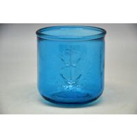 223463 - Suport din sticla pentru lumanare - albastru deschis - 9 x 8.5 cm - ANT-CH