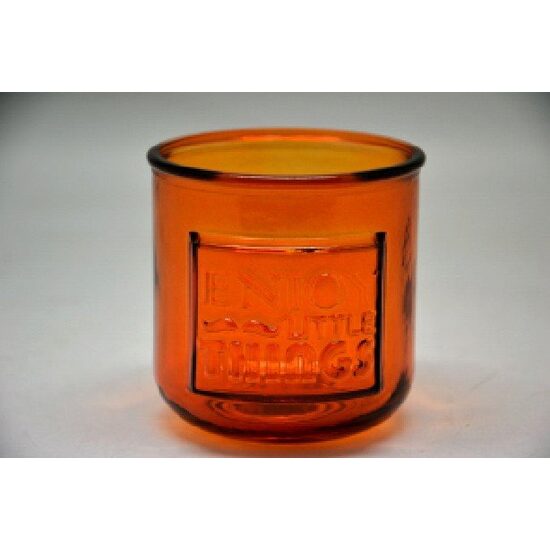 223452 - Suport din sticla pentru lumanare - orange - 9 x 8.5 cm - ANT-CH
